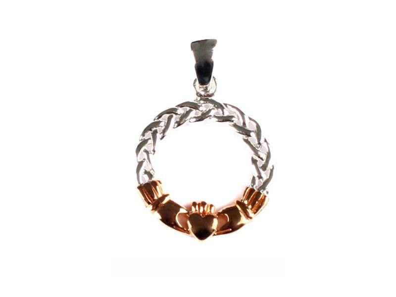 Rose Gold Plated On Silver Claddagh Pendant